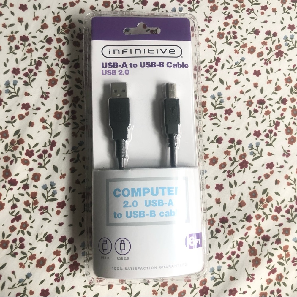 NWT Infinitive USB-A to USB-B Cable USB 2.0 6ft